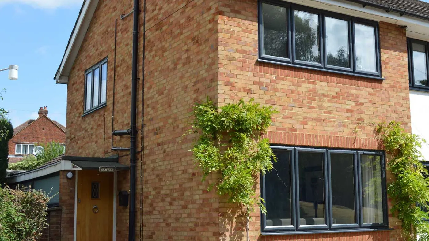 Anthracite grey casement windows on a semi-detached home, Windsor