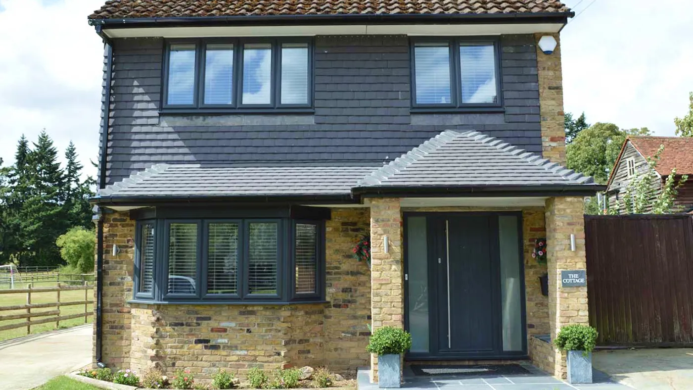 Anthracite grey casement windows on detached home, Chalfont St Giles